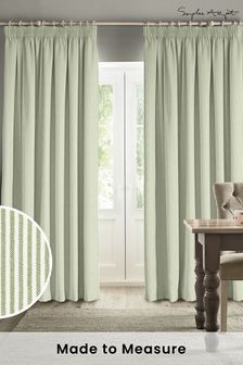 Sophie Allport Sage Green Stamford Stripe Made to Measure 100% Cotton Curtains