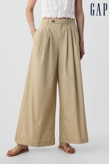 Gap Beige DÔEN High Waisted Wide Leg Chino Trousers