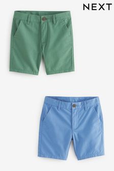 Blue/Green 100% Cotton Chino Shorts 2 Pack (3-16yrs)