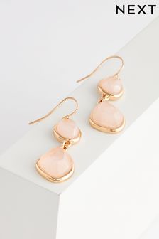 Gold Tone Rose Quartz Drop Earrings Made With Recycled Metals