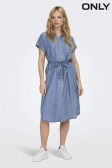 ONLY Blue Utility Pocket Denim Short Sleeve Dress