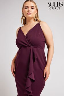 Yours Curve Purple London Ruffle Wrap Dress