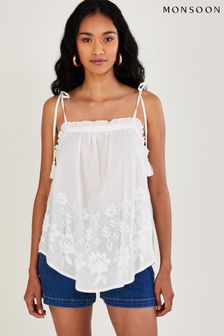 Monsoon White Embroidered Cami Top