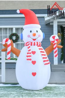 Homcom White 8ft Inflatable Light Up Snowman Decorations