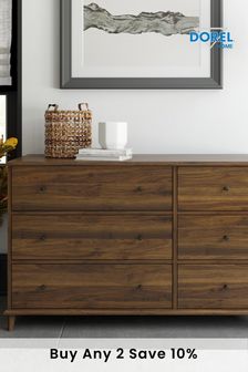 Dorel Home Walnut Brown Europe Farnsworth 6 Drawer Dresser