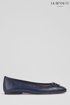 LK Bennett Blue Leather And Patent Kara Toe Cap Ballerinas