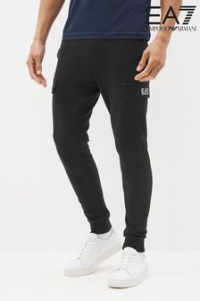 Emporio Armani EA7 Core ID 100% Cotton Cargo Black Joggers