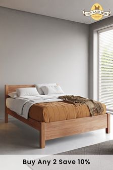 Get Laid Beds Oak Oxford Square Leg Solid Wood Bed Combo