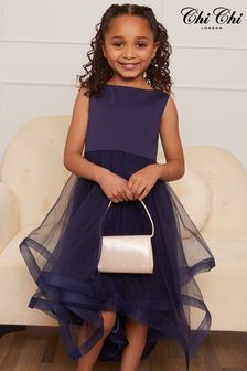 Denim flower top girl dress