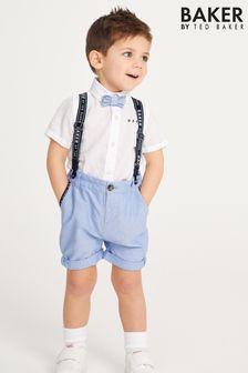 Baker by Ted Baker Navy/White Shirt, Shorts and Braces Set