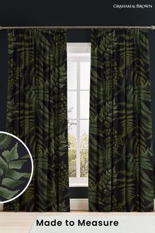 Graham & Brown Black Midsummer Fern Made to Measure 100% Cotton Curtains