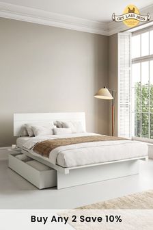 Get Laid Beds White Japanese Solid Wood Storage Bed Combo