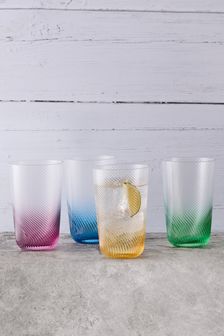 The DRH Collection Clear Set of 4 Swirl Hiball Tumblers