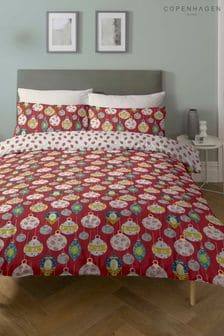 Copenhagen Home Red Christmas Baubles Duvet Cover and Pillowcase Set