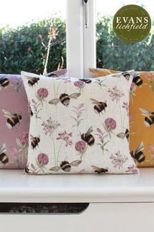 Evans Lichfield Natural Multicolour Country Bee Garden Printed Cushion