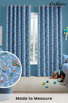 Cath Kidston Mid Blue Kids Rocket Made To Measure Curtains