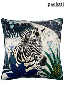 Riva Paoletti Multicolour Kala Zebra Printed Velvet Cushion