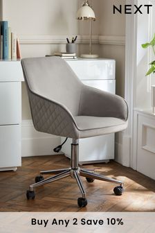 Soft Velvet Mid Grey Soft Velvet Mid Grey Hamilton Chrome Leg Office Chair