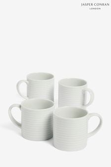 Jasper Conran London White Fluted Set of 4 Mugs