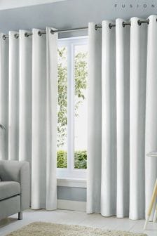 Fusion White Sorbonne 100% Cotton Pair of Eyelet Curtains