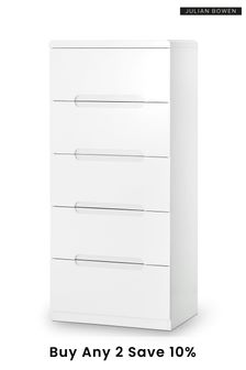 Julian Bowen White Manhattan 5 Drawer Narrow Chest