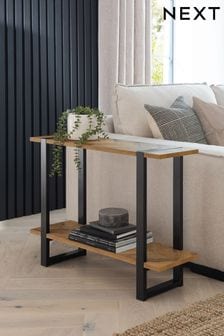 Dark Dark Bronx Chevron Oak Effect Side Table