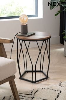 Dark Dark Pyramid Oak Effect Side Table