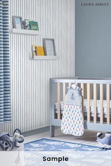 Blue Painterly Stripe Wallpaper Sample Wallpaper