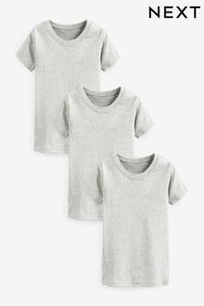 Grey 100% Cotton Short Sleeve Vests 3 Pack (1.5-16yrs)