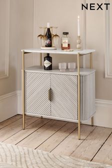 Light Grey Light Grey Valencia Marble Mango Wood Drinks Cabinet