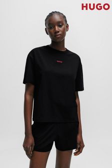 HUGO Black Relaxed Fit Central Logo T-Shirt