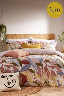 furn. Plaster Pink Amarosa Abstract Floral Reversible Duvet Cover and Pillowcase Set