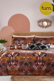 furn. Purple Kaihalulu Abstract Jungle Reversible Duvet Cover and Pillowcase Set