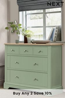 Sage Green Sage Green Hampton Painted Oak Collection 5 Drawer Vanity Chest Of Drawers