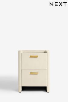 Light Natural Light Natural Soft Velvet Scarlett Upholstered Bedside Table