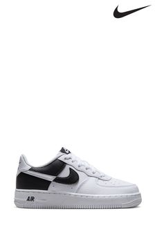 Nike Black/White Air Force 1 Youth Trainers