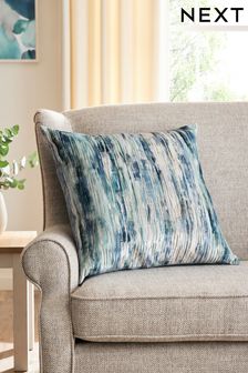 Blue 59 x 59cm Haze Velvet Stripe Cushion