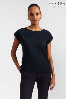 Hobbs Blue 100% Cotton Thea Broderie Top