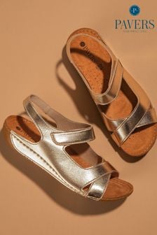 Pavers Gold Ladies Touch Fasten Sandals