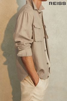 Reiss Stone Viera Linen Overshirt