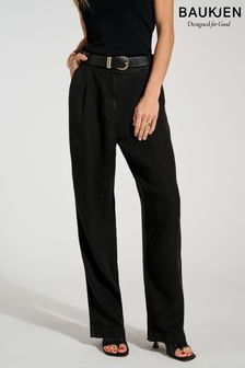 Baukjen Regine 100% Linen Black Trousers