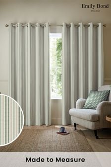 Emily Bond Fern Green Cornish Stripe Made to Measure Curtains