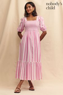 Nobody's Child Pink Elsa Stripe Midi Dress