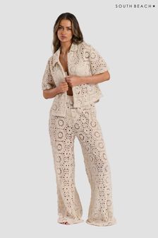 South Beach Cream Crochet beach trousers