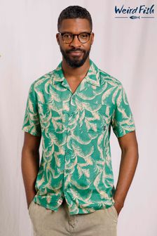 Weird Fish Blue Holborn Eco Viscose Printed Short Sleeve Shirt