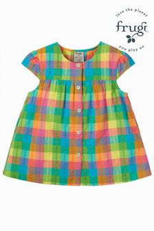 Frugi Girls Blue Checkered Dress