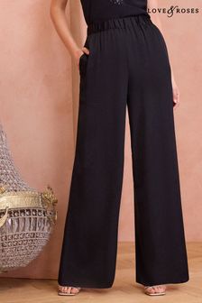 Love & Roses Black Wide Leg Trousers