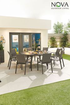 Nova Outdoor Living Grey Roma 8 Seater Garden Dining Set with 1.8m Round Table