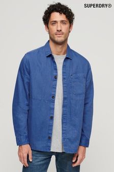 Superdry Blue The Merchant Store Linen Blend Overshirt