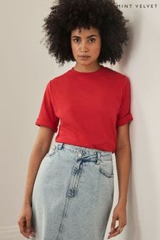 Mint Velvet Red Cotton T-Shirt